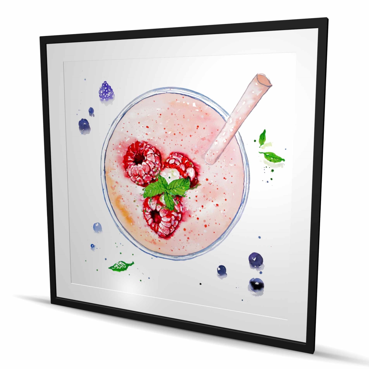 C1FM4848YJQUMM 48 x 48 in. Strawberry & Raspberry Smoothie - Pink Kitchen Print Decor