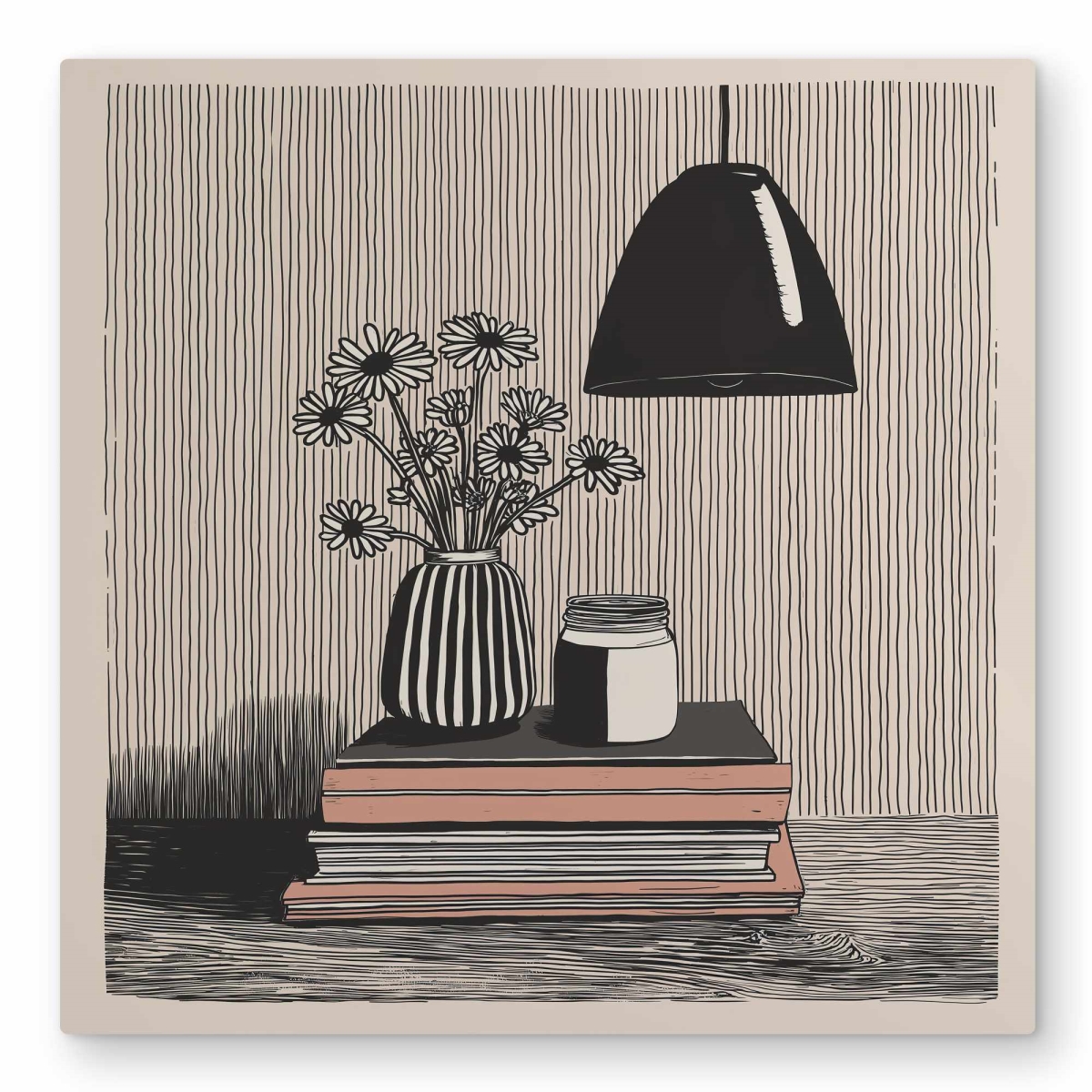 C1MP3232F9MSY6 32 x 32 in. On Top - Still Life White Metal Print for Home Decor