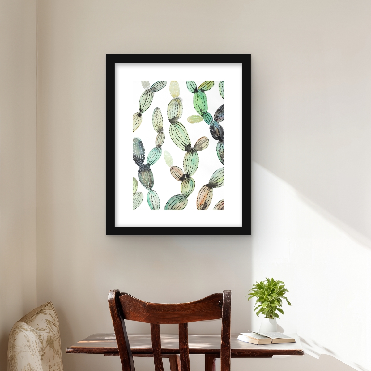 C1FM1620SSLGUJ 16 x 20 in. Cactus Pattern Framed Matted Print - Home Decor Art