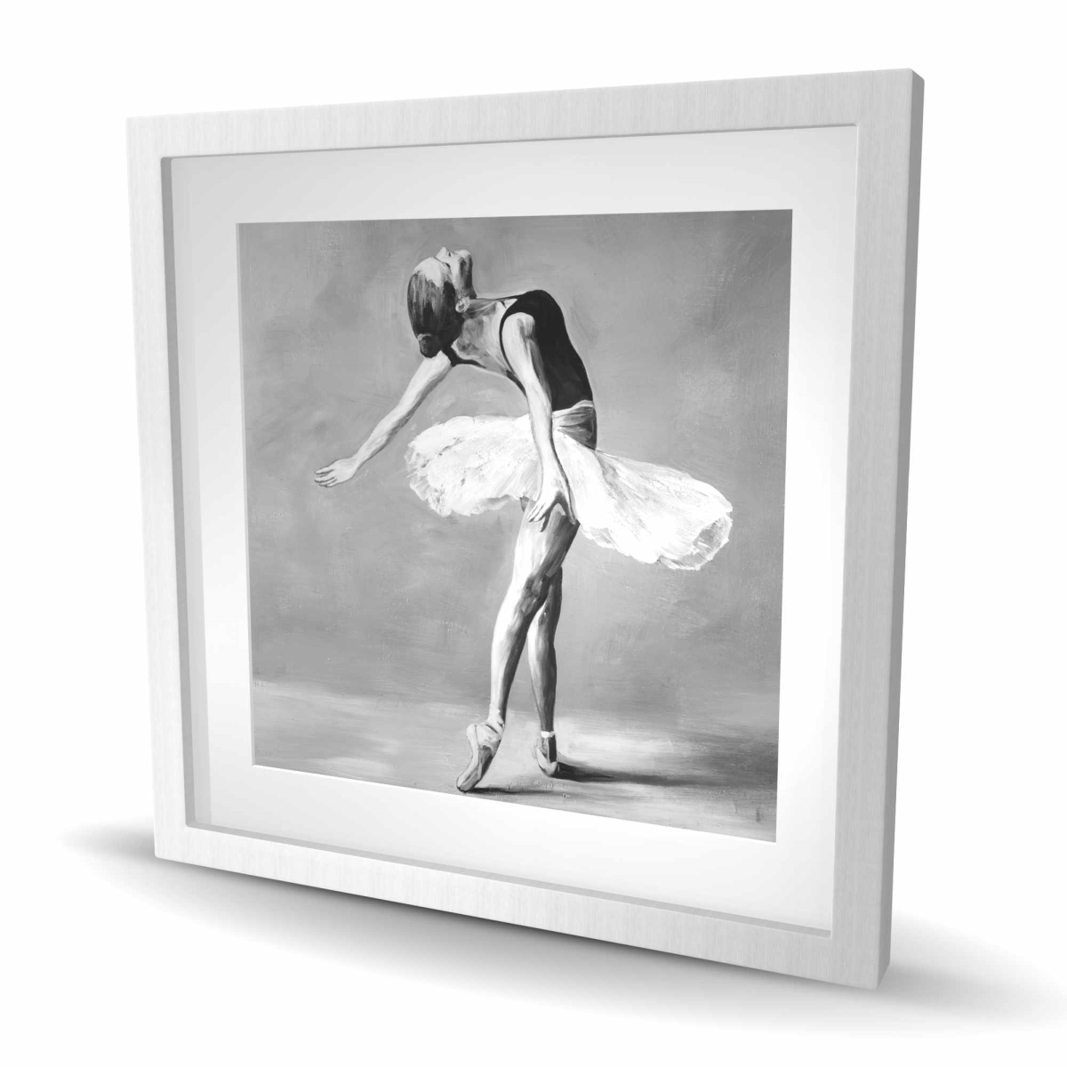 C1FM24242NCSRC 24 x 24 in. Classic Ballet Dancer - Gray Framed Matted Print for Decor
