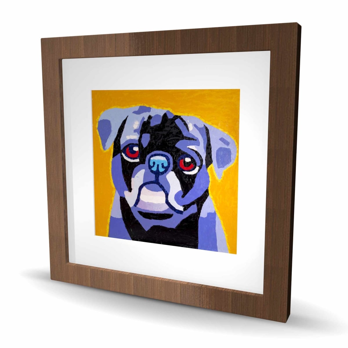 C1FM16165DPRJN 16 x 16 in. Flash the Pug - Bedroom Dog Framed Matted Print for Decor