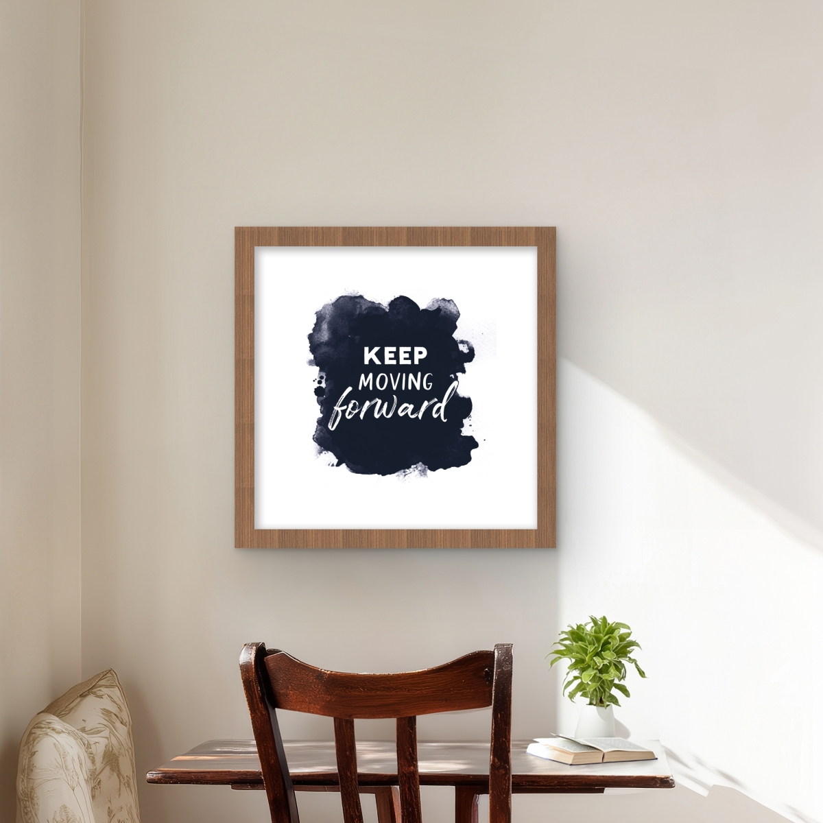 C1FM1616W9IN48 16 x 16 in. Keep Moving Forward - Spiritual Blue Framed Matted Print