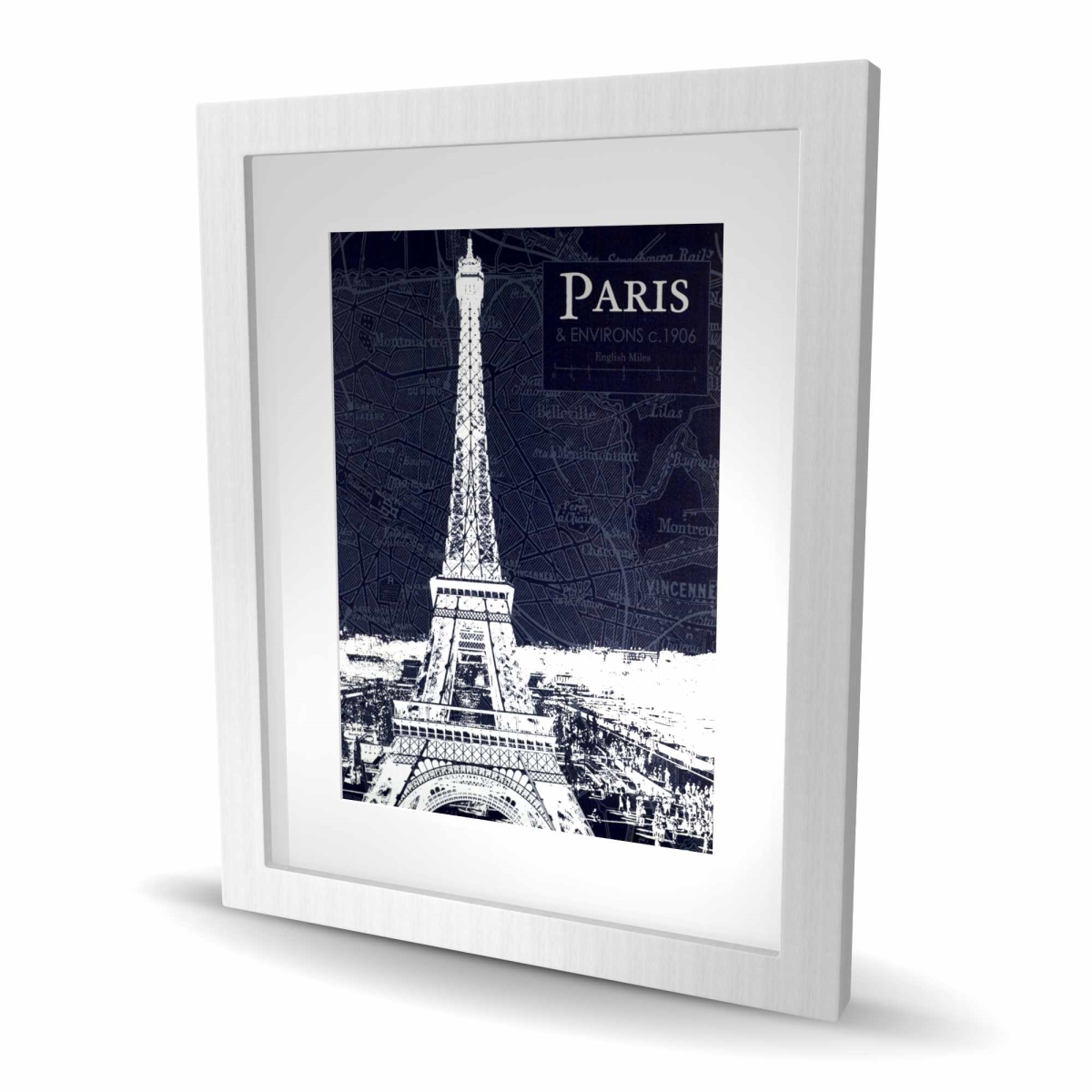 C1FM1620PSZ0HX 16 x 20 in. Paris Blue Print & Eiffel Tower - Framed Matted Print