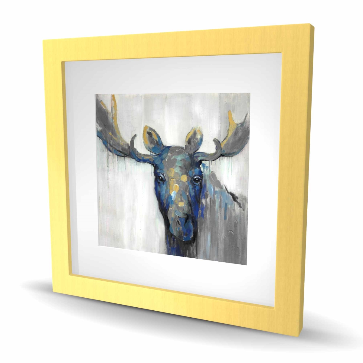 C1FM1616YIR9W6 16 x 16 in. Blue Moose - Best Selling Rustic Framed Matted Print Decor