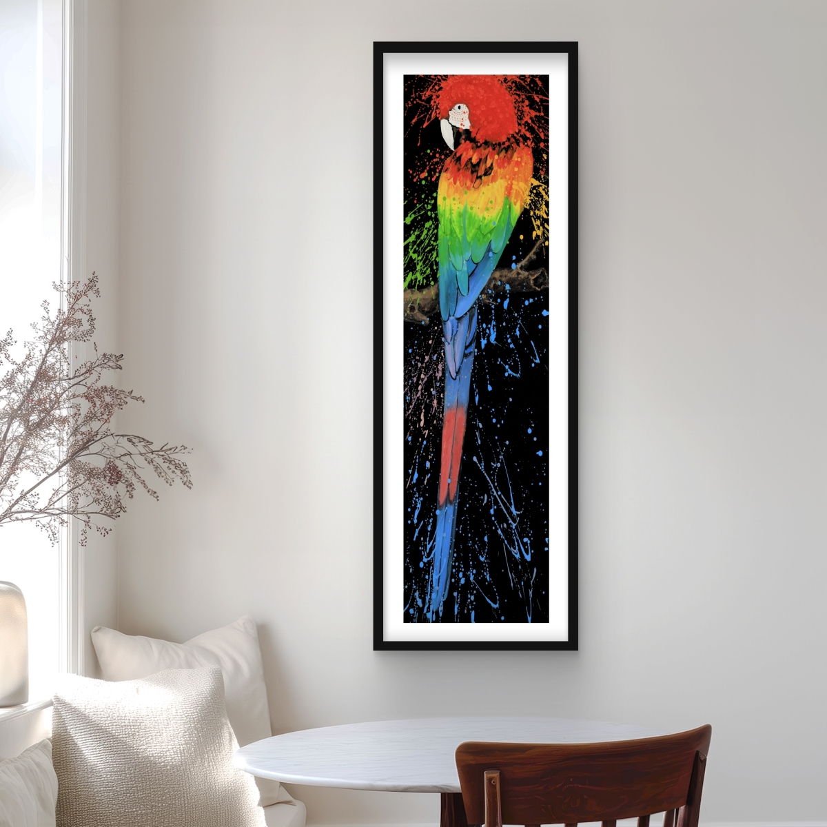 C1FM1648KDVDE8 16 x 48 in. Rainbow Parrot - Exotic Framed Matted Print for Home Decor