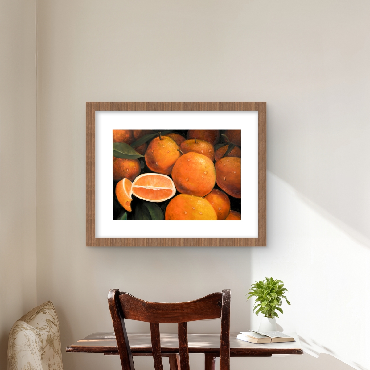 C1FM1620R4TWOO 16 x 20 in. Fresh Oranges - Kitchen Hyperrealist Framed Matted Print