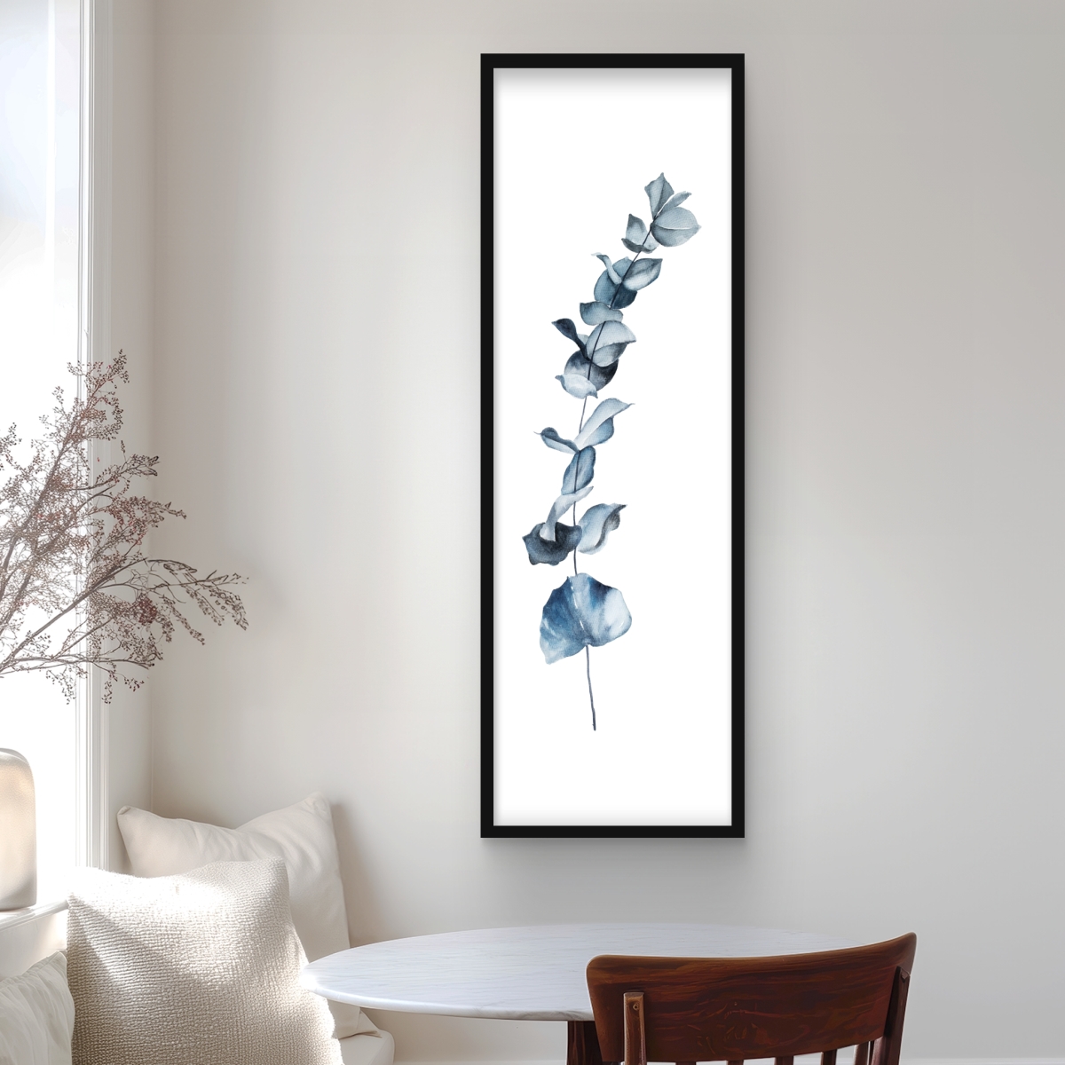 C1FM16488BLLAZ 16 x 48 in. Eucalyptus Blue Leaves - Framed Matted Print for Home Decor