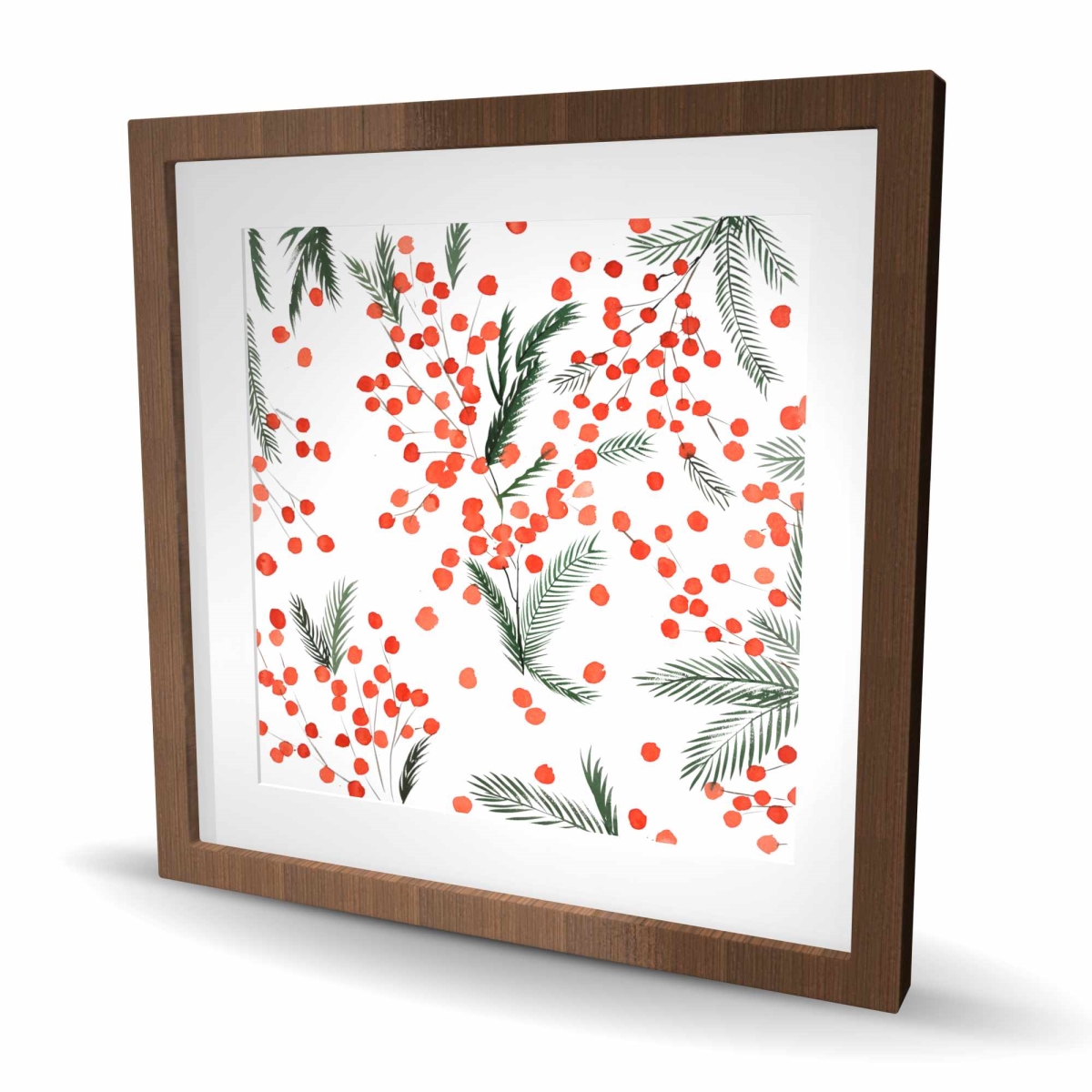 C1FM2424HDH2GF 24 x 24 in. Mistletoe Leaf Pattern - Illustrative Trees Framed Print