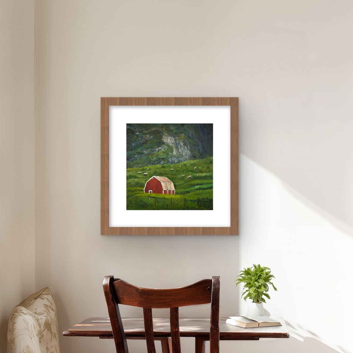 C1FM1616ZQWHUT 16 x 16 in. Life in the Countryside - Rustic Landscapes Framed Print