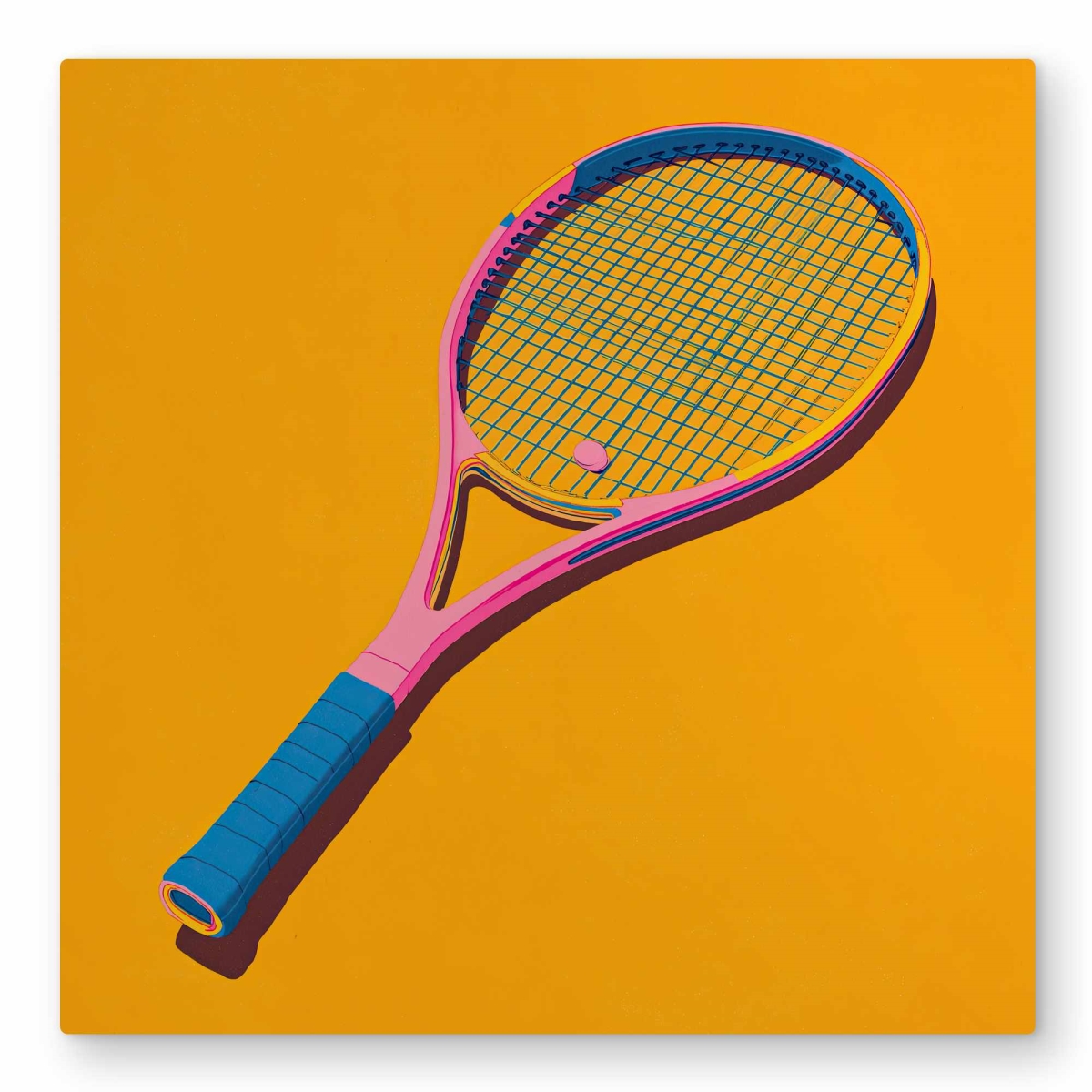 C1MP323275PIZD 32 x 32 in. Racket - Blue Metal Print for Sports Home Decor - Unique Art