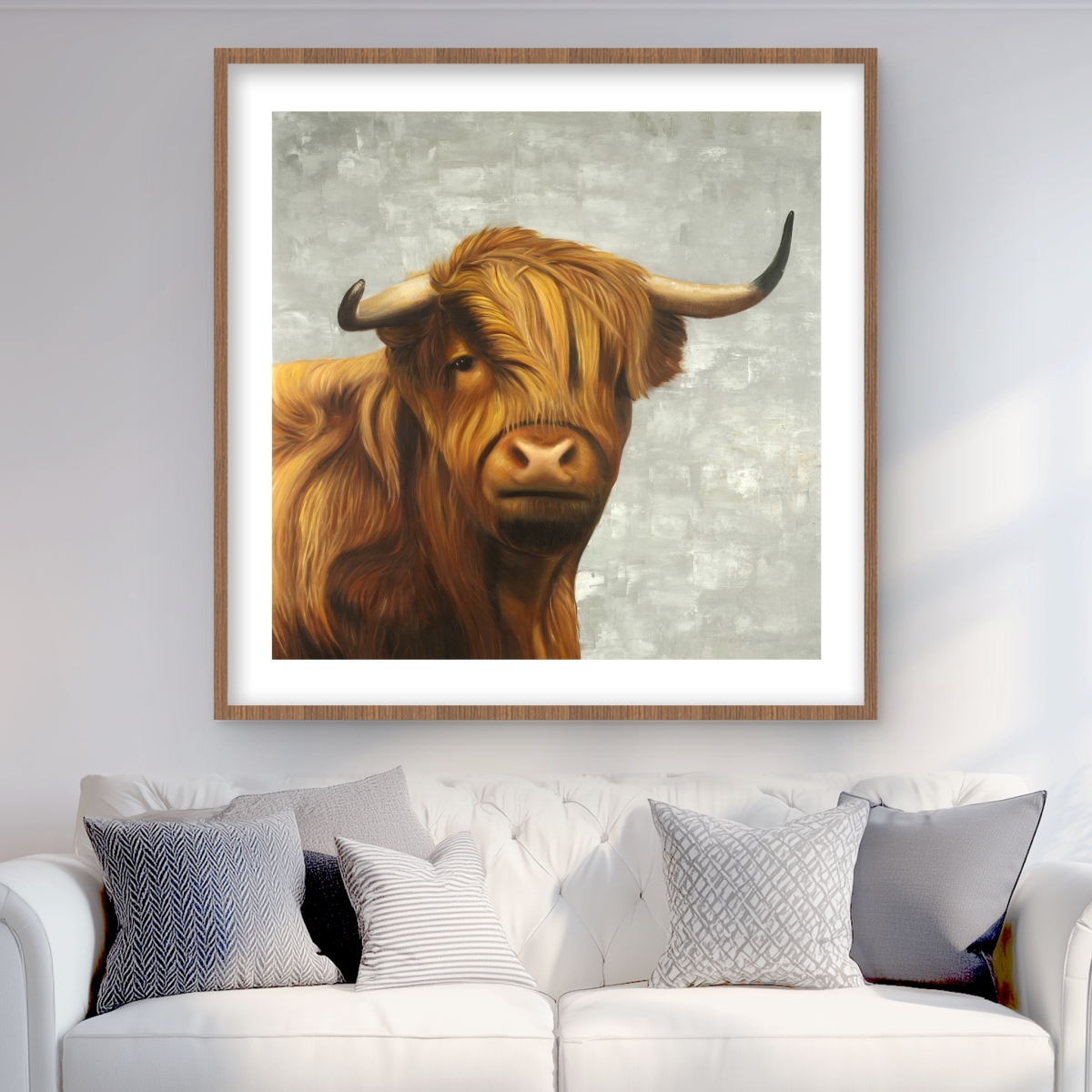 C1FM3636ROUFS5 36 x 36 in. Highland Cattle - Framed Matted Print for Home Decor