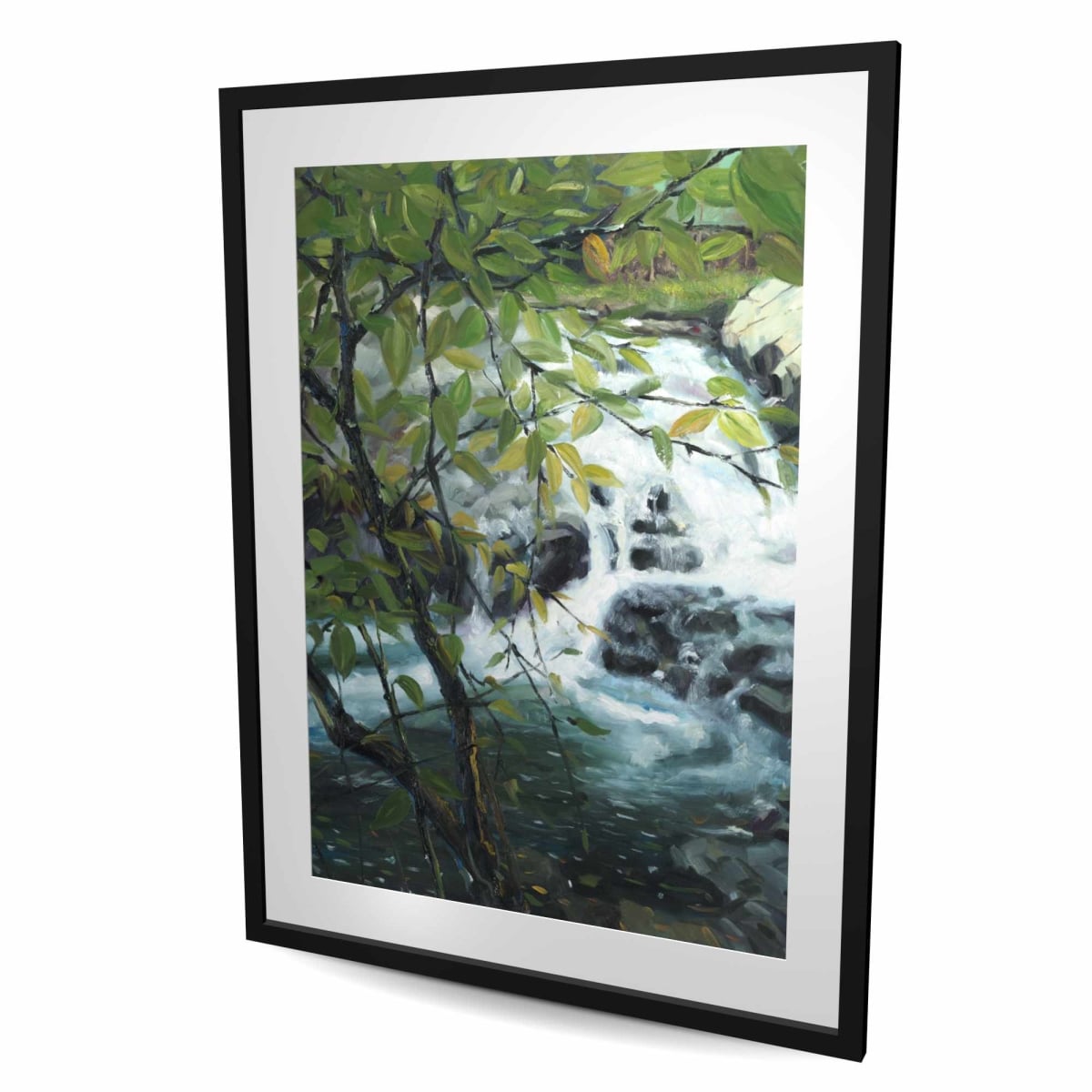 C1FM3648D3UKQE 36 x 48 in. Peaceful Fall - Contemporary Framed Matted Bathroom Print