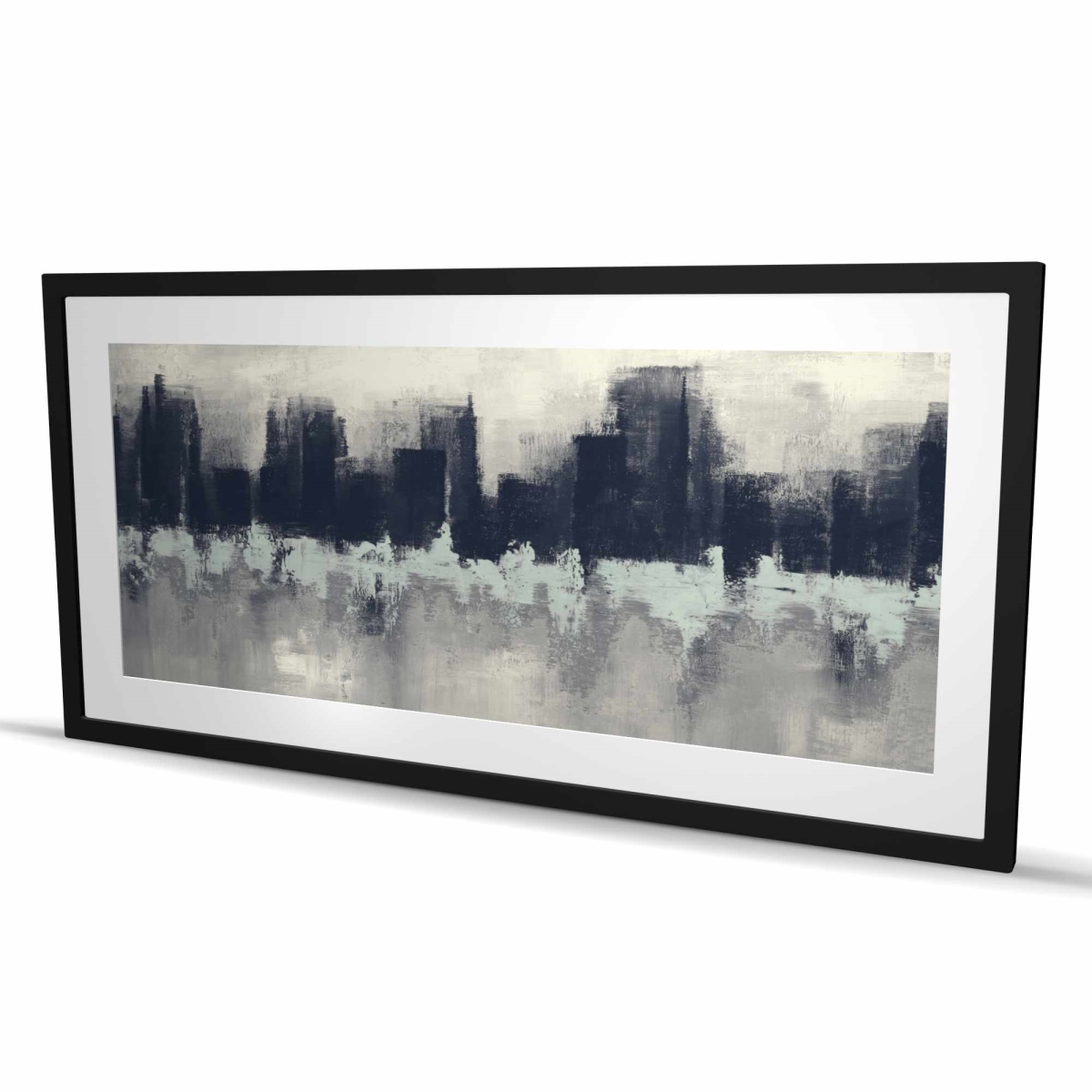 C1FM24480J2B6K 24 x 48 in. City by Sponge Technique - Modern Framed Matted Print Decor