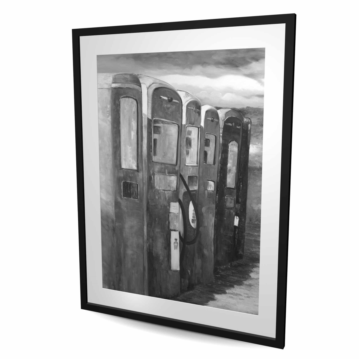 C1FM3648EXF288 36 x 48 in. Old Gas Pumps - White Still Life Framed Matted Print Decor