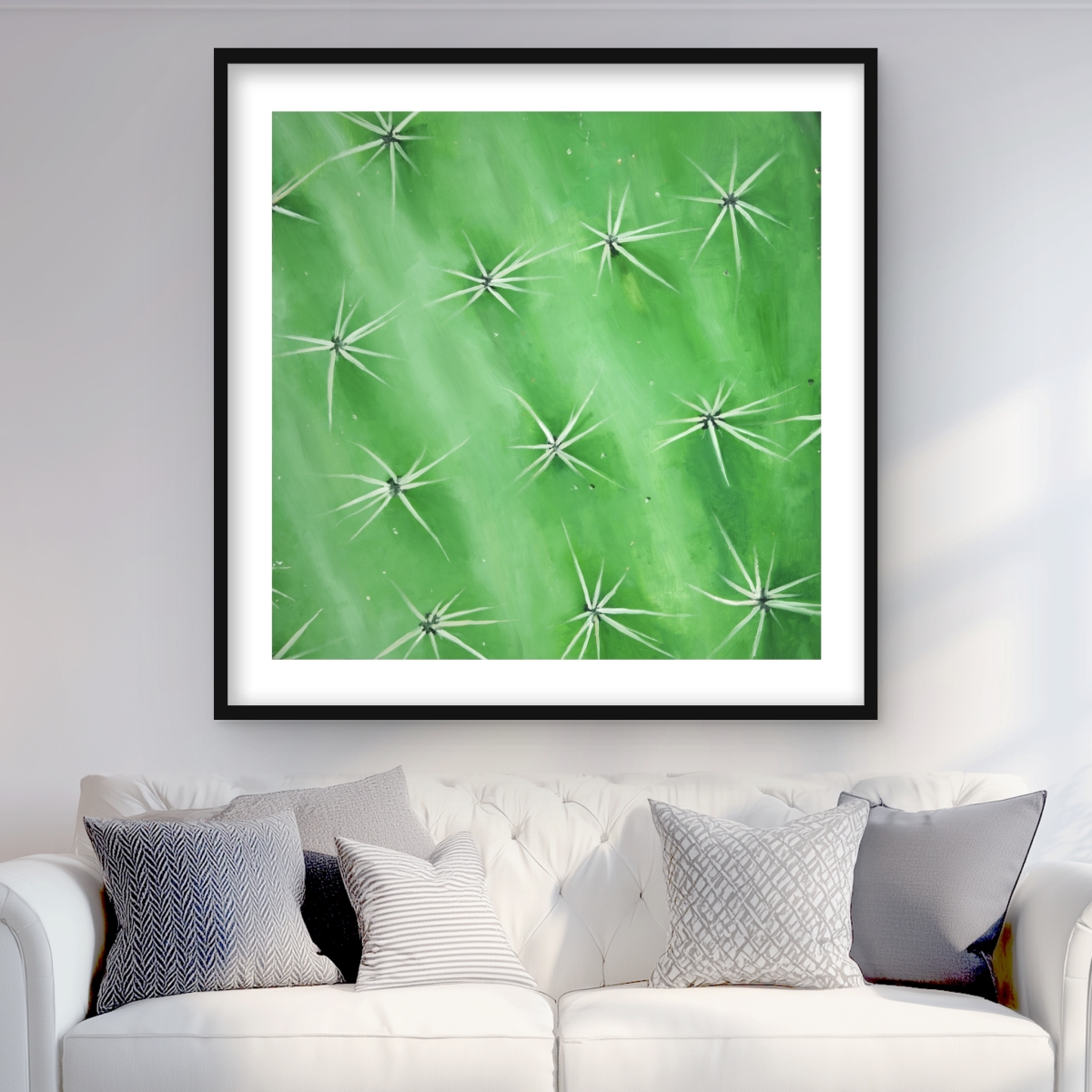 C1FM3636D1VSUF 36 x 36 in. Cactus Closeup - Green Contemporary Framed Matted Print