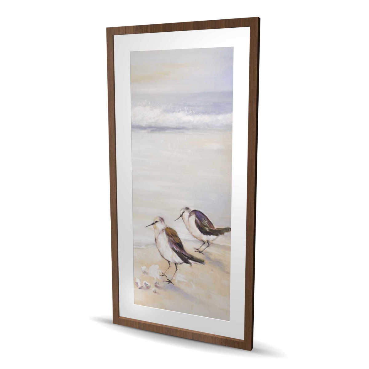 C1FM24488A71GS 24 x 48 in. Two Sandpipers on the Beach - Gray Framed Matted Print