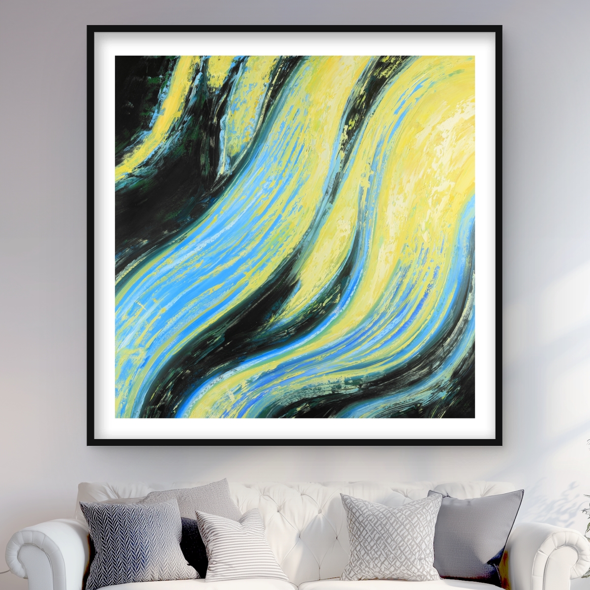 C1FM4848JT5J41 48 x 48 in. Wavy Magical Liquid - Abstract Waves Framed Matted Print