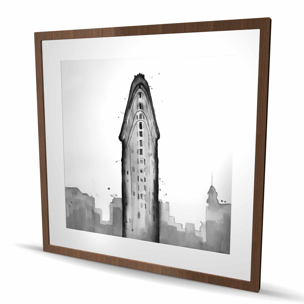 C1FM36364FITMZ 36 x 36 in. Flatiron Building Print - Cities White Framed Matted Decor