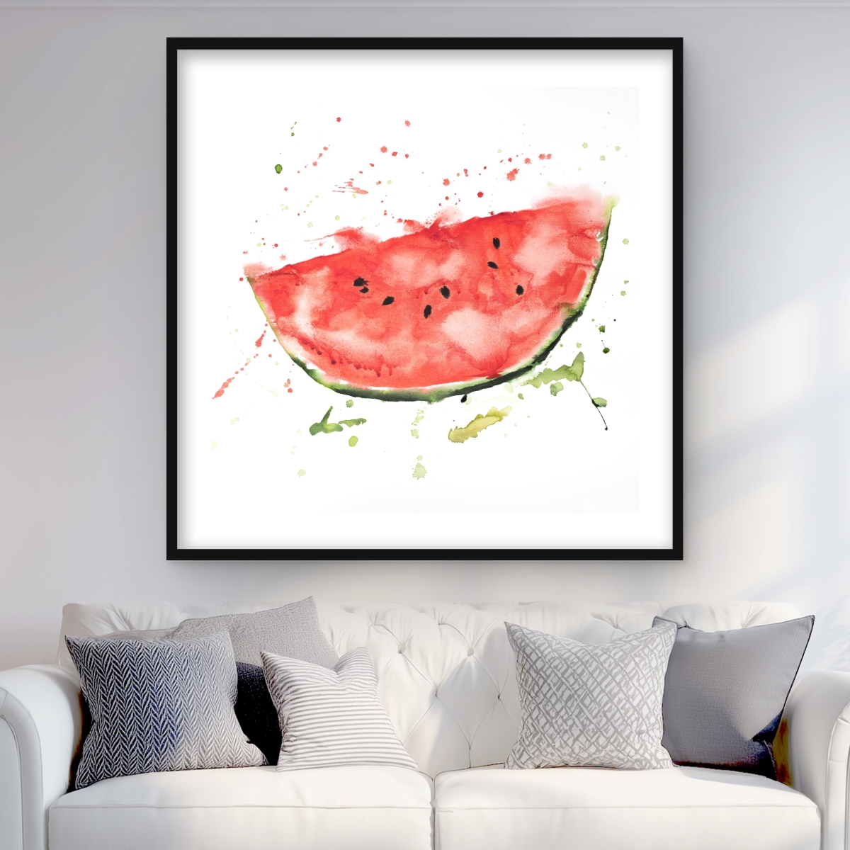 C1FM363617LCQE 36 x 36 in. Watermelon Slice - Framed Matted Print for Home Decor