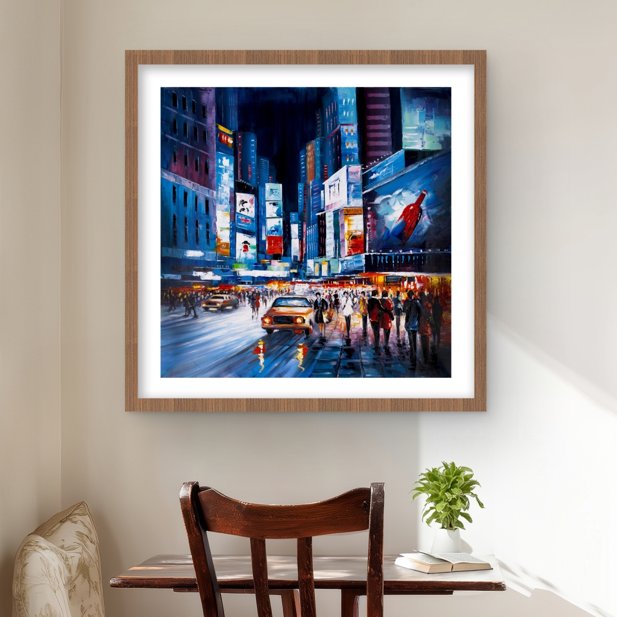 C1FM2424XJSRTS 24 x 24 in. Times Square Perspective - Cities Blue Framed Matted Print