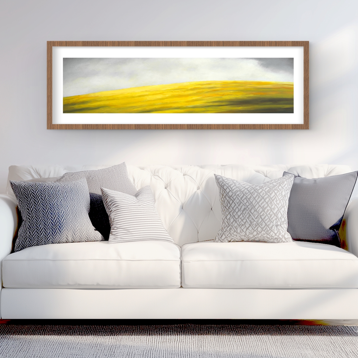 C1FM1648T5M7ED 16 x 48 in. Yellow Hill - Abstract Mountains Framed Matted Print - Decor