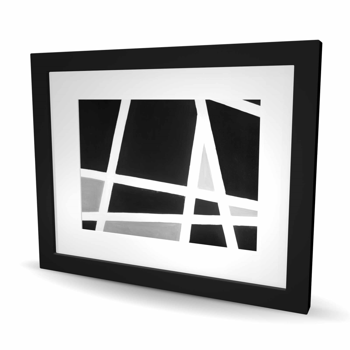 C1FM1620WTXHET 16 x 20 in. Black & White Abstract Lines - Monochrome Framed Print