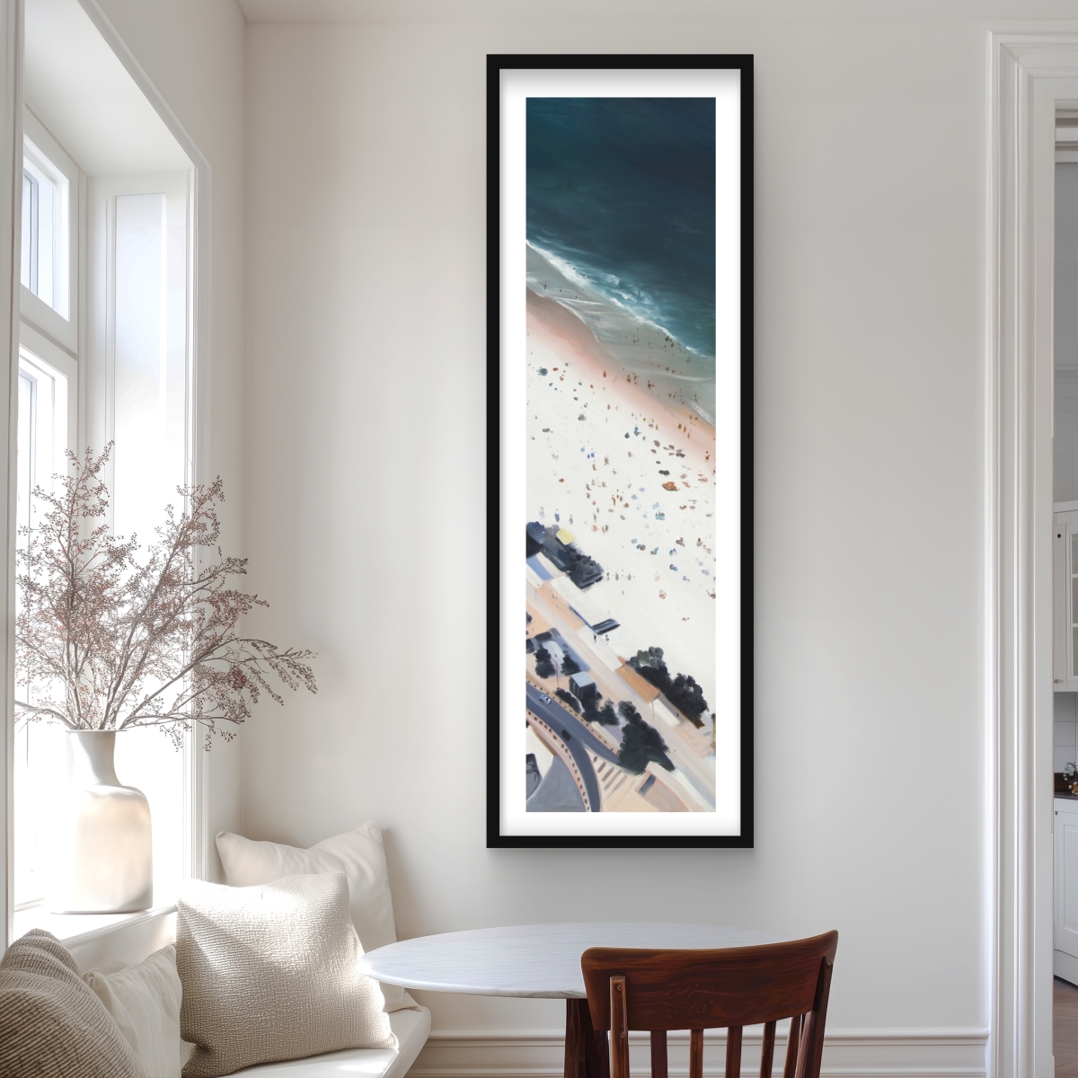 C1FM2060NWE0WP 20 x 60 in. Hot Day At the Beach - Turquoise Framed Matted Print Decor