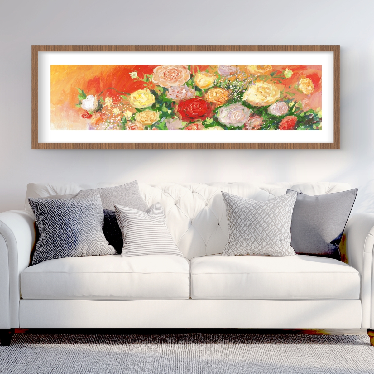 C1FM20601V14ZP 20 x 60 in. Bouquet of Multicolor Abstract Flowers - Botanical Wall Art