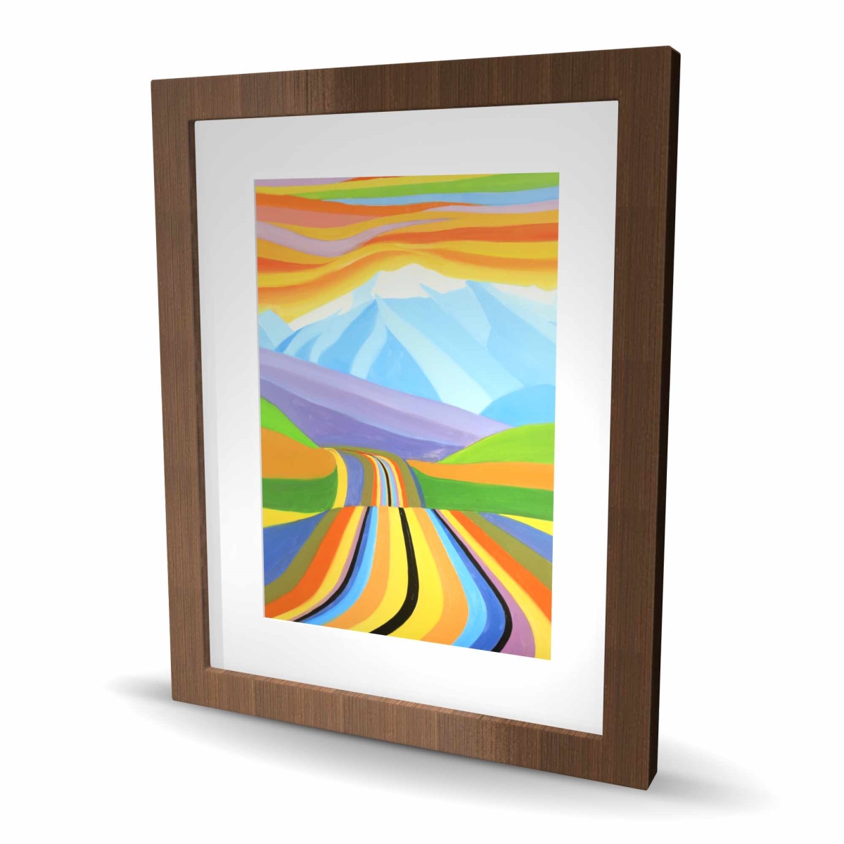C1FM1620DKK6LQ 16 x 20 in. Mountain Road Multicolored - Framed Matted Print for Decor