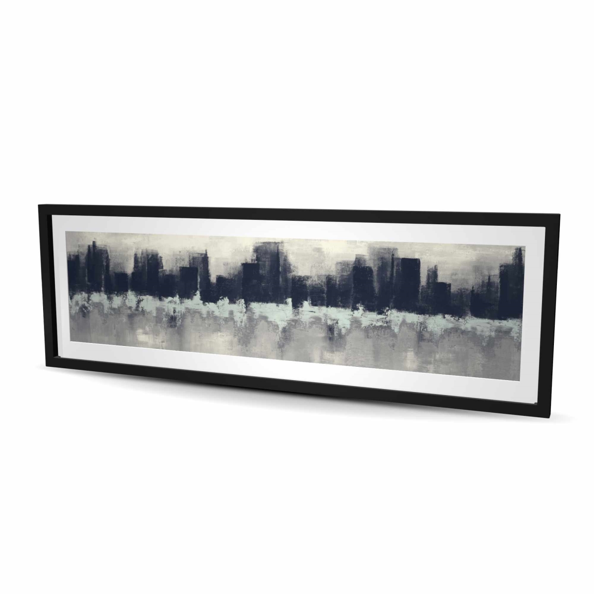 C1FM20607EI1R2 20 x 60 in. City by Sponge Technique - Modern Office Framed Matted Print