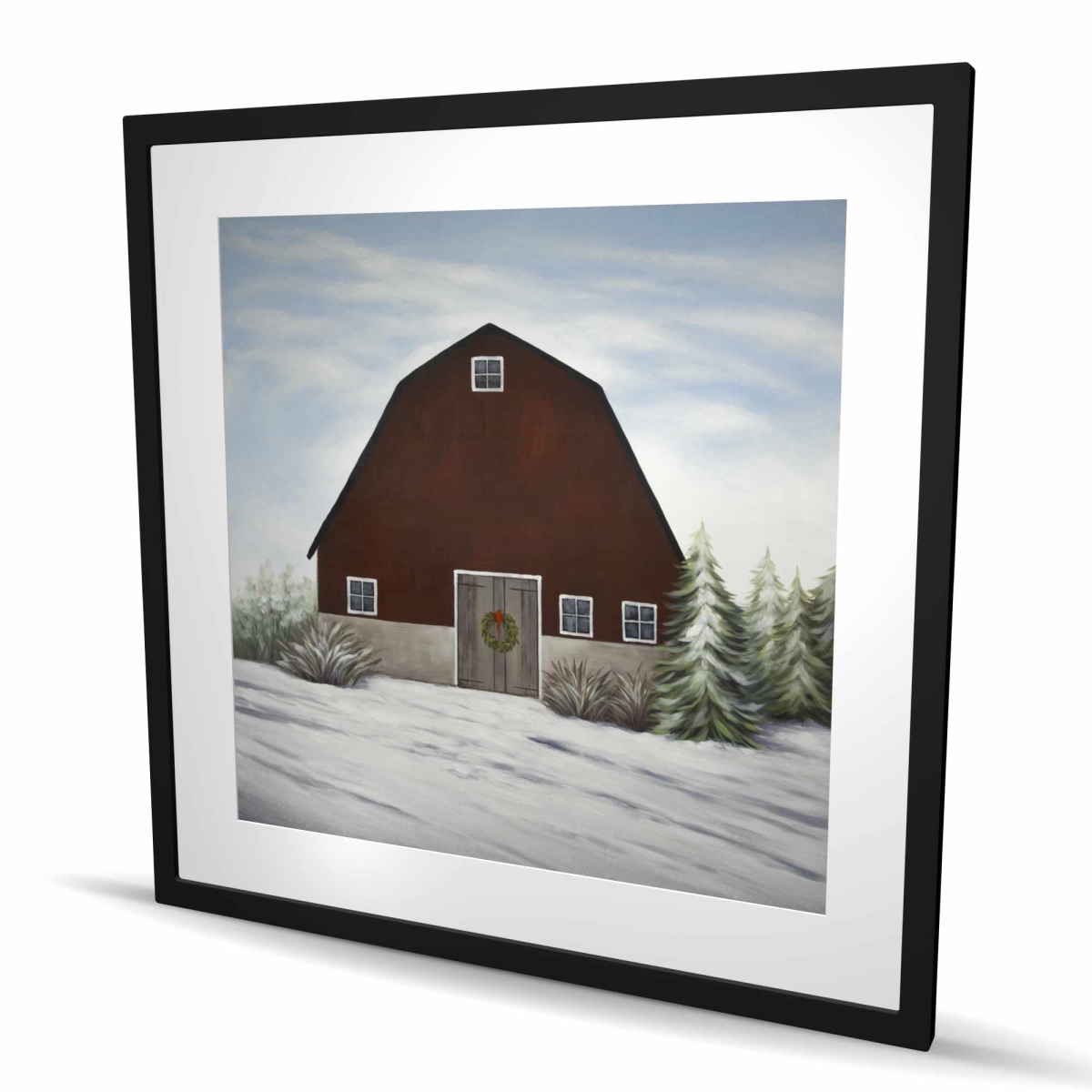 C1FM3636PTKGJY 36 x 36 in. Its Winter on the Farm - Farmhouse Bedroom Framed Print