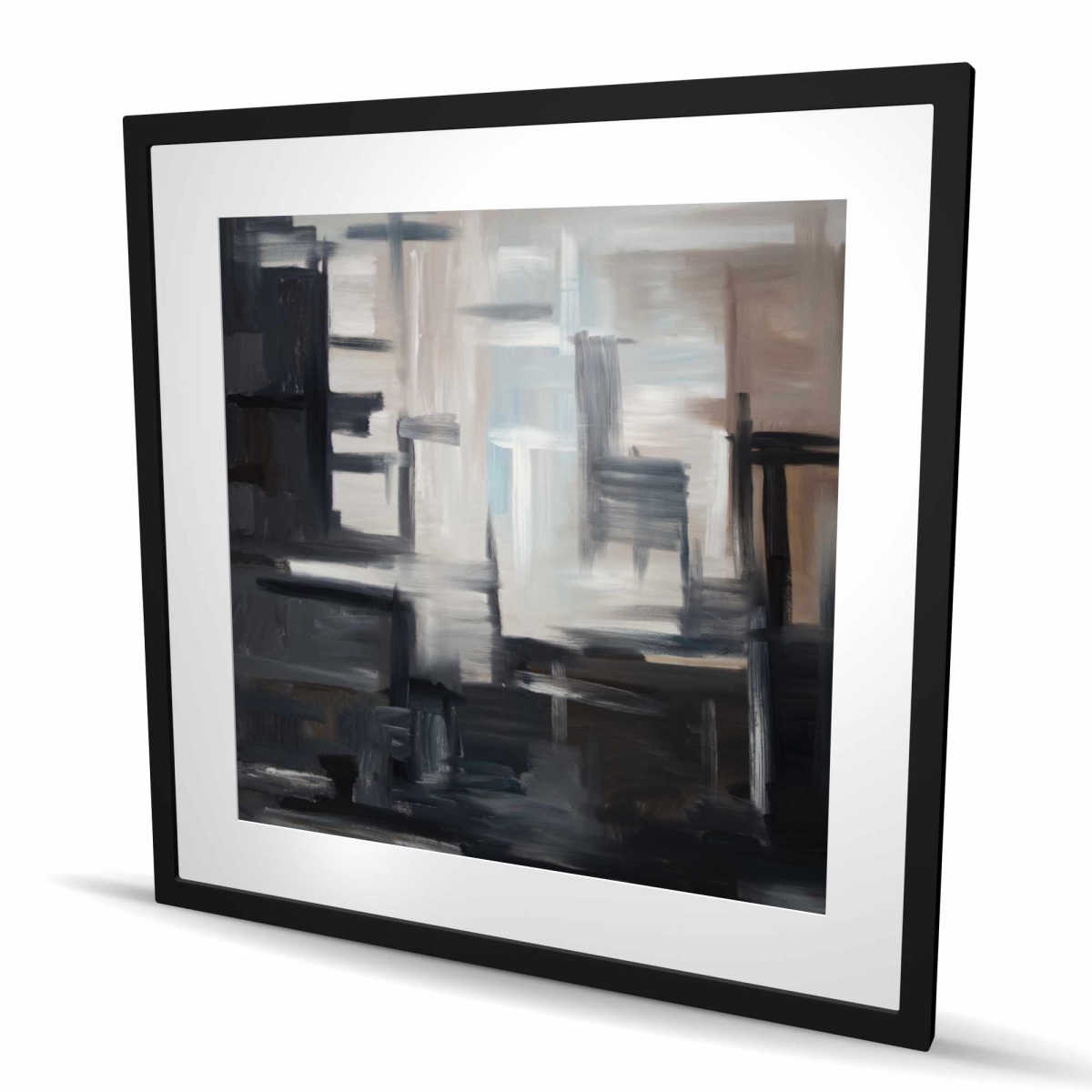 C1FM3636Q9O7TI 36 x 36 in. Subtil - Brown Shapes Framed Matted Print for Home Decor