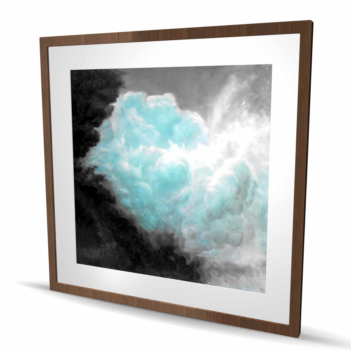 C1FM3636QDBCOR 36 x 36 in. Turquoise Clouds - Framed Matted Print - Bathroom Decor