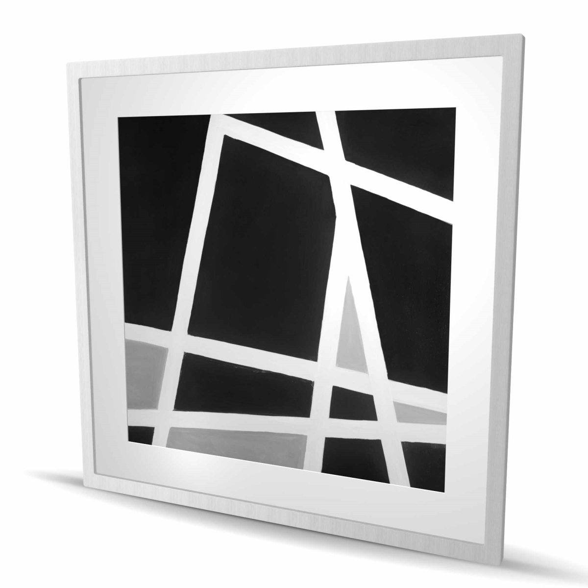 C1FM3636V785ED 36 x 36 in. Black & White Abstract Lines - Framed Matted Print Decor