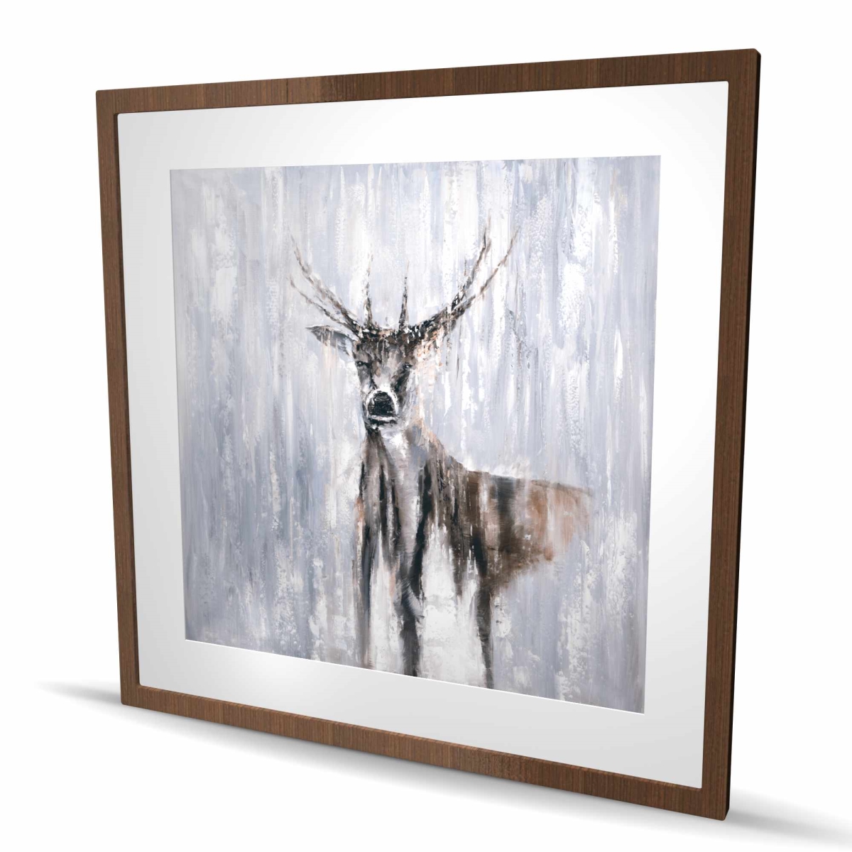 C1FM36361HBFCB 36 x 36 in. Winter Abstract Deer - Illustrative Bathroom Framed Print