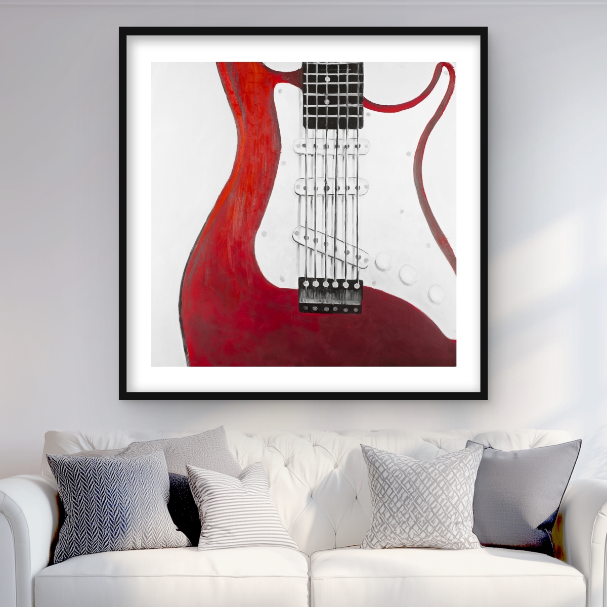 C1FM363622YCAN 36 x 36 in. Red Electric Guitar Print - Musical Man Cave Home Decor