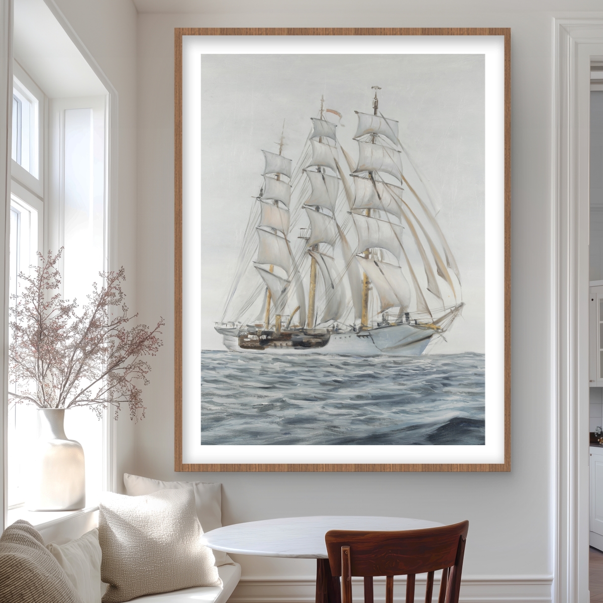 C1FM36486N4UUP 36 x 48 in. Ship by A Cloudy Day - Marine White Framed Matted Print