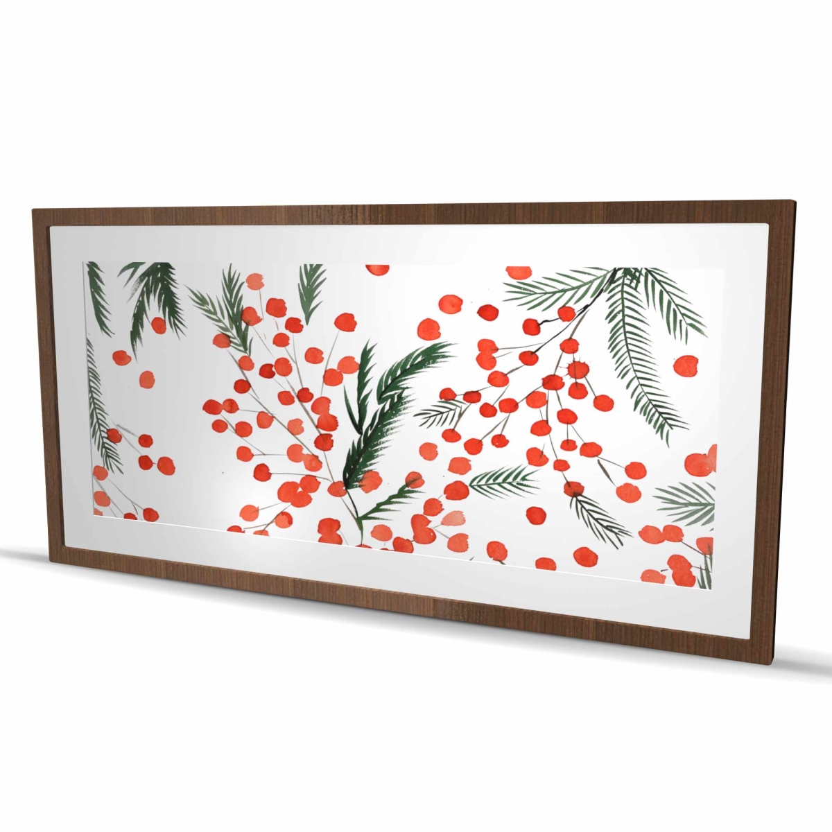 C1FM2448YESUYS 24 x 48 in. Mistletoe Leaf Pattern - Minimalist Holiday Framed Print