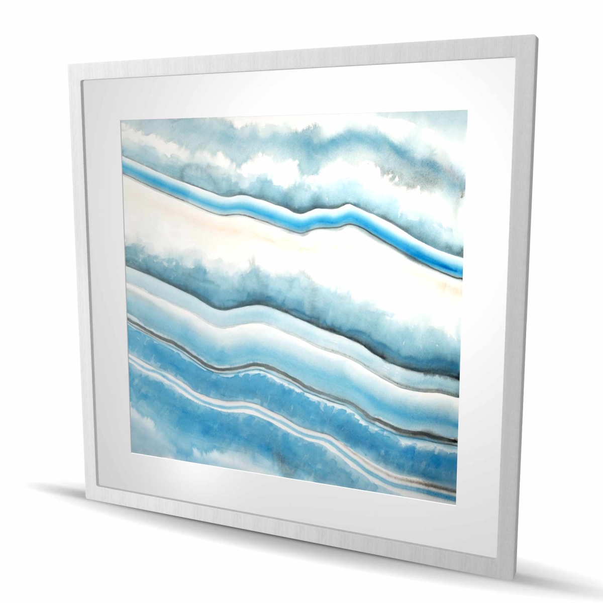 C1FM3636NQEHD3 36 x 36 in. Textured Geode - Blue Abstract Framed Matted Print for Decor