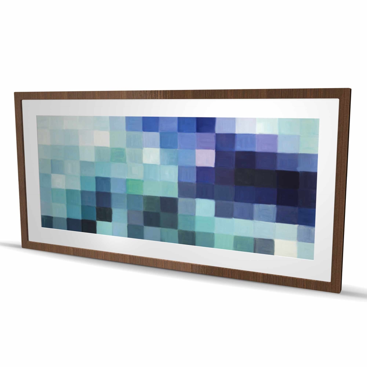 C1FM2448MWVQDW 24 x 48 in. Pixelized Landscape - Modern Blue Framed Matted Print Decor