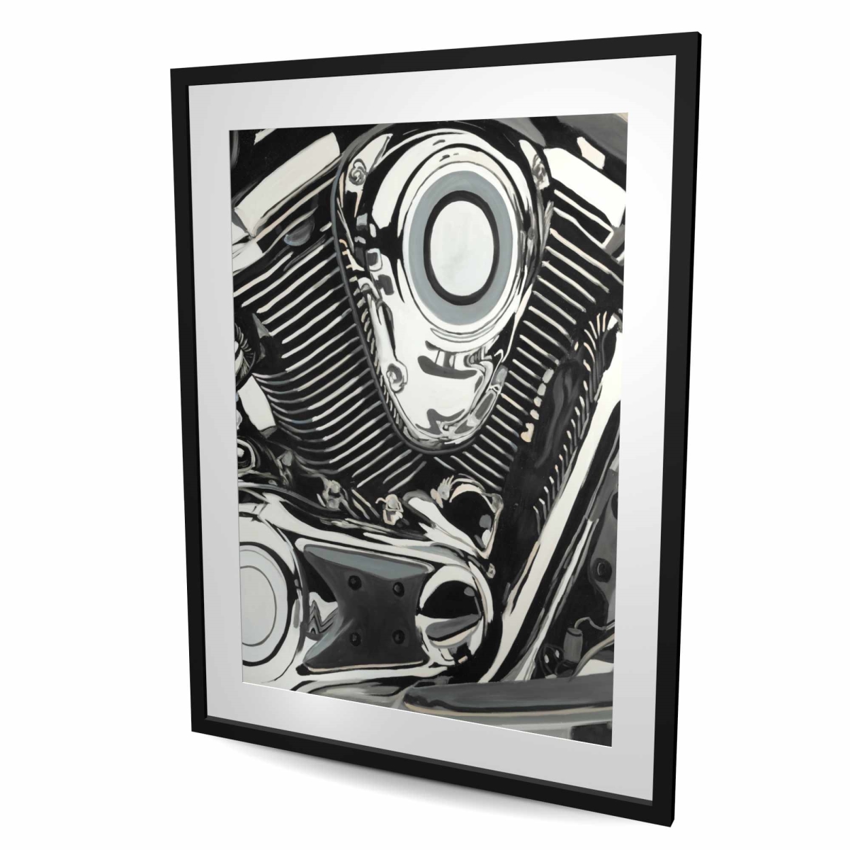 C1FM3648NSPCCO 36 x 48 in. Motorcycle Engine - Framed Matted Print for Home Decor