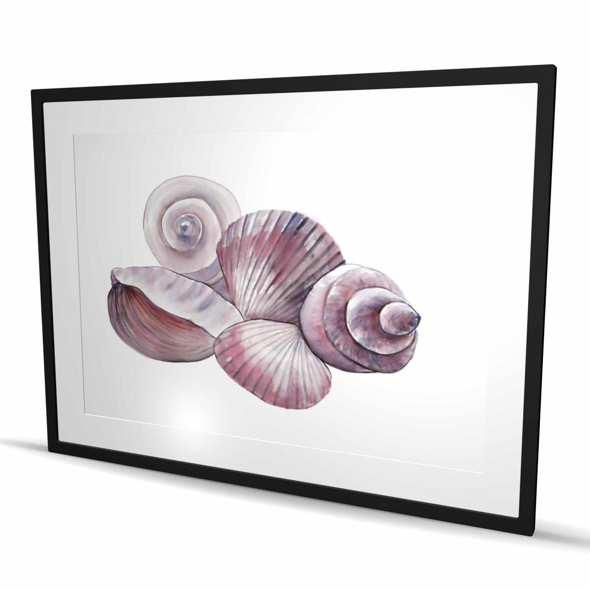 C1FM3648XPIYEY 36 x 48 in. Seaside Shells - Coastal Bathroom Framed Matted Print Decor