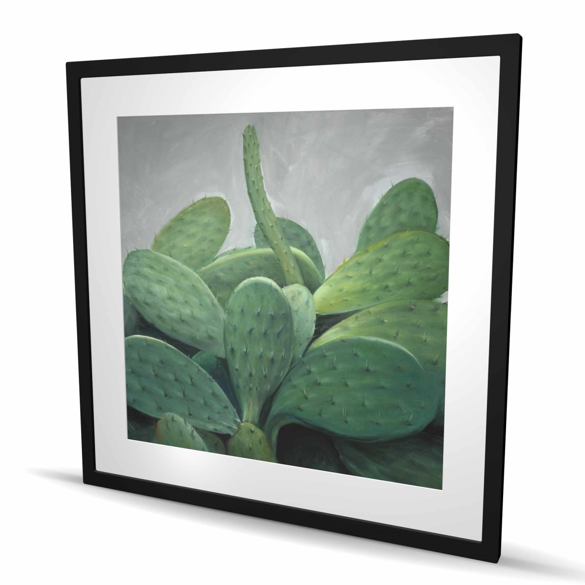 C1FM3636JY8ODI 36 x 36 in. Cactus Bundle - Botanical Gray Framed Matted Print for Decor
