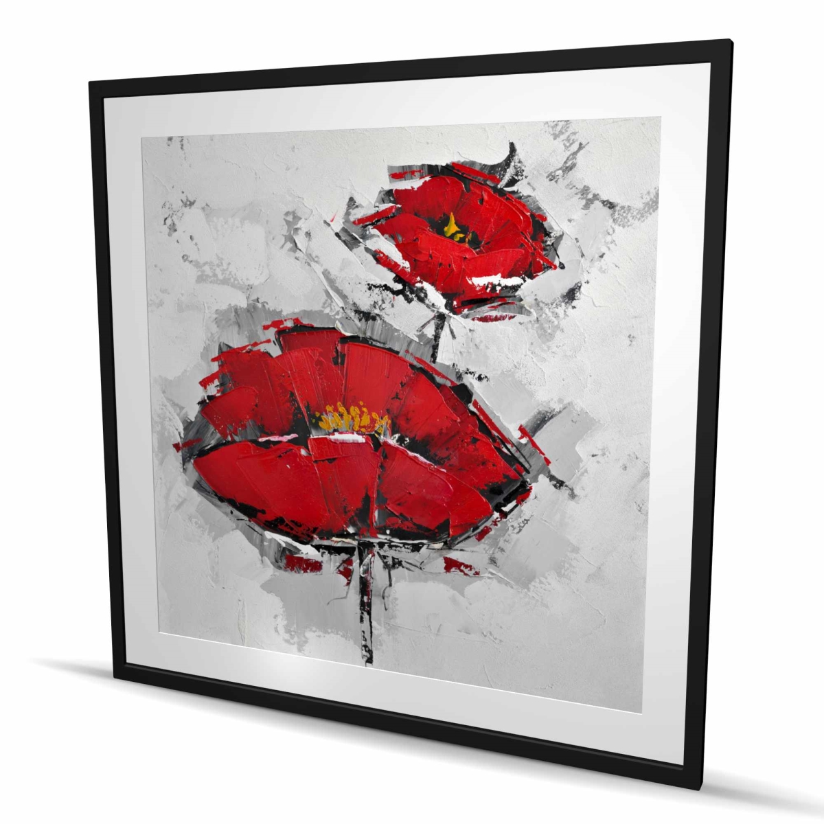 C1FM4848FJWAWK 48 x 48 in. Texturized Red Poppies - Contemporary Framed Print for Decor