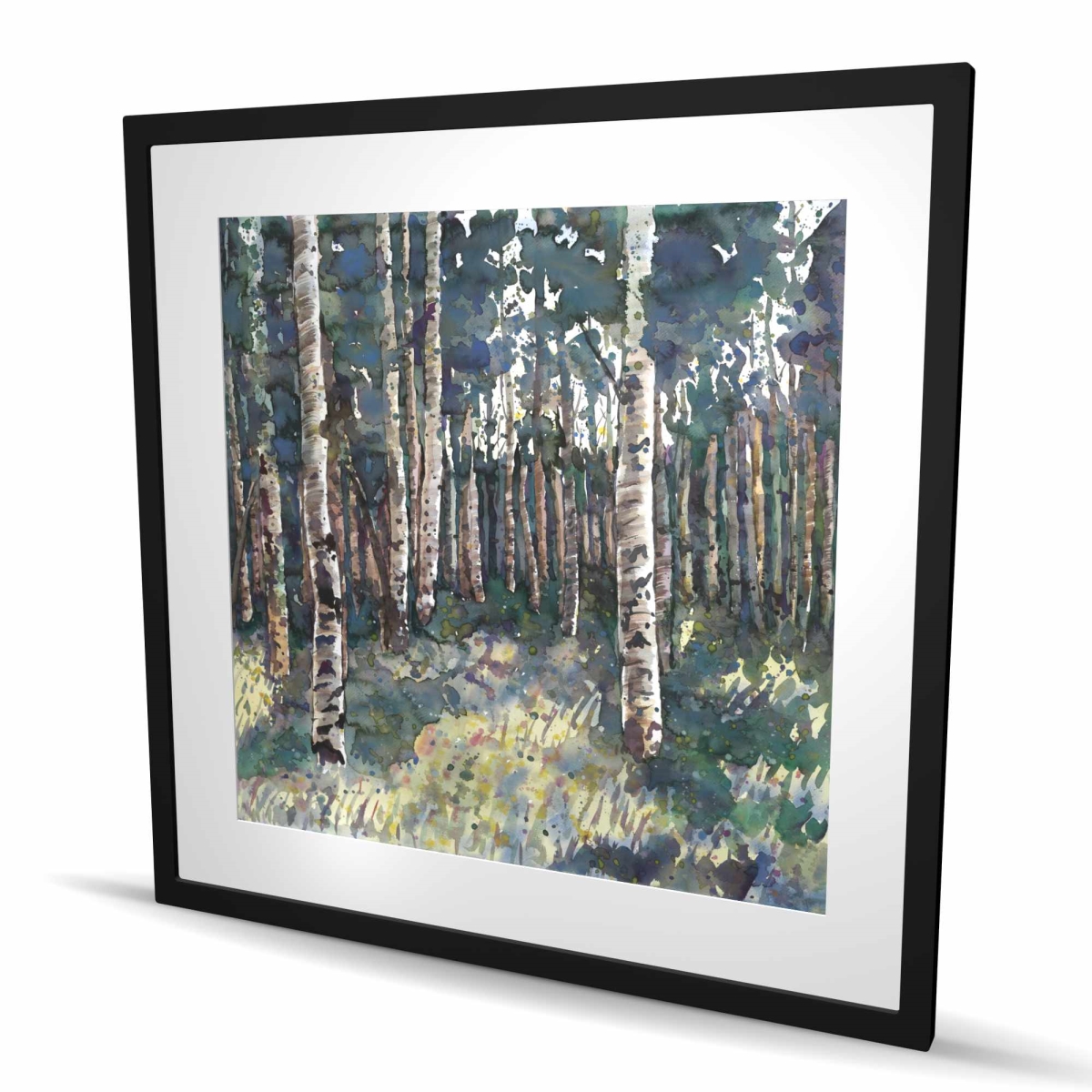C1FM36363MFNF6 36 x 36 in. Birches - Green Trees Framed Matted Print for Home Decor