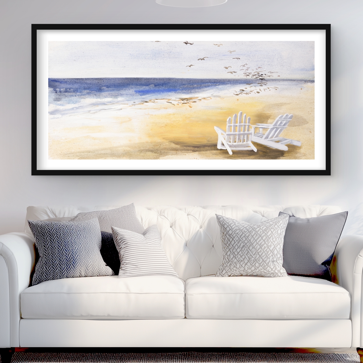 C1FM2448ER3G19 24 x 48 in. Day At the Beach - Livingroom Coastal Framed Print Decor
