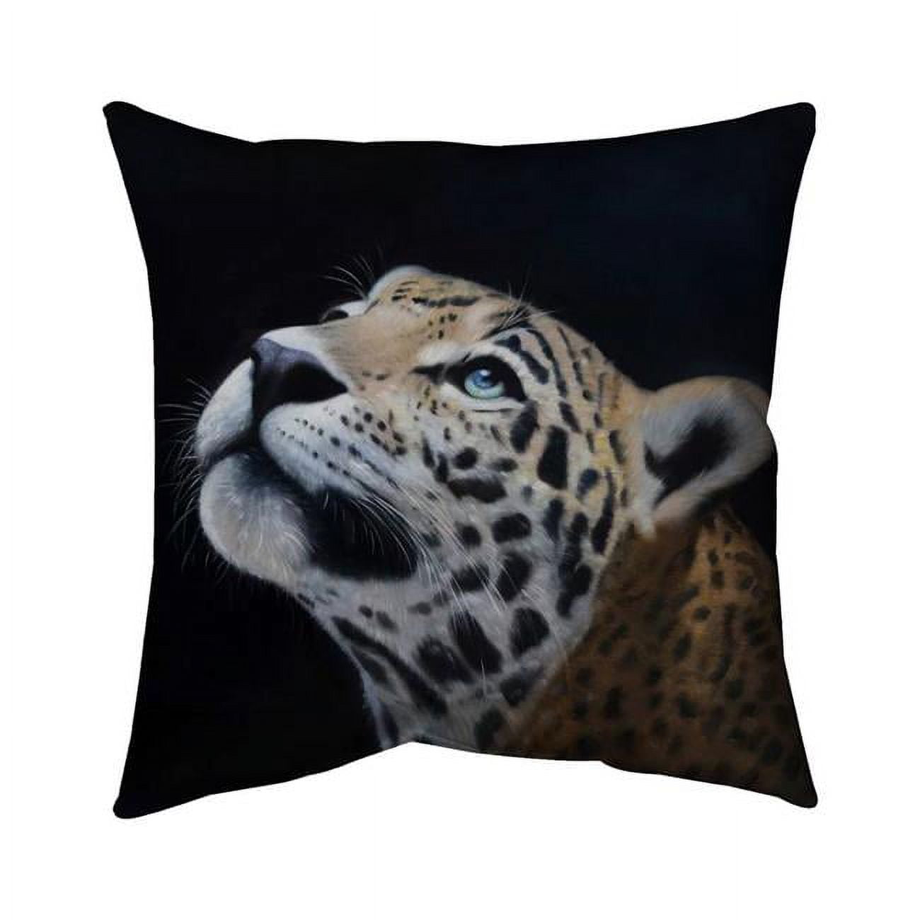 18 x 18 in. Realistic Leopard Face-Double Sided Print Outdoor Pillow Cover