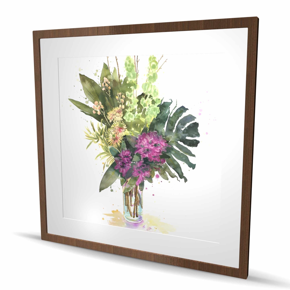 C1FM36360CZAMB 36 x 36 in. Tropical Flower Assemblage - Framed Matted Botanical Print