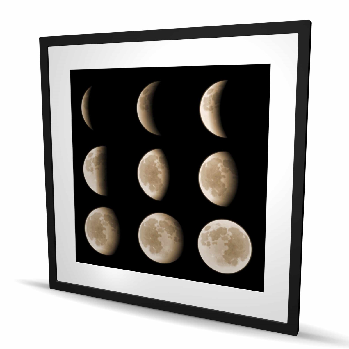 C1FM3636SGZVVL 36 x 36 in. Eclipse in Nine Phases - Beige Astronomy Matted Print Decor