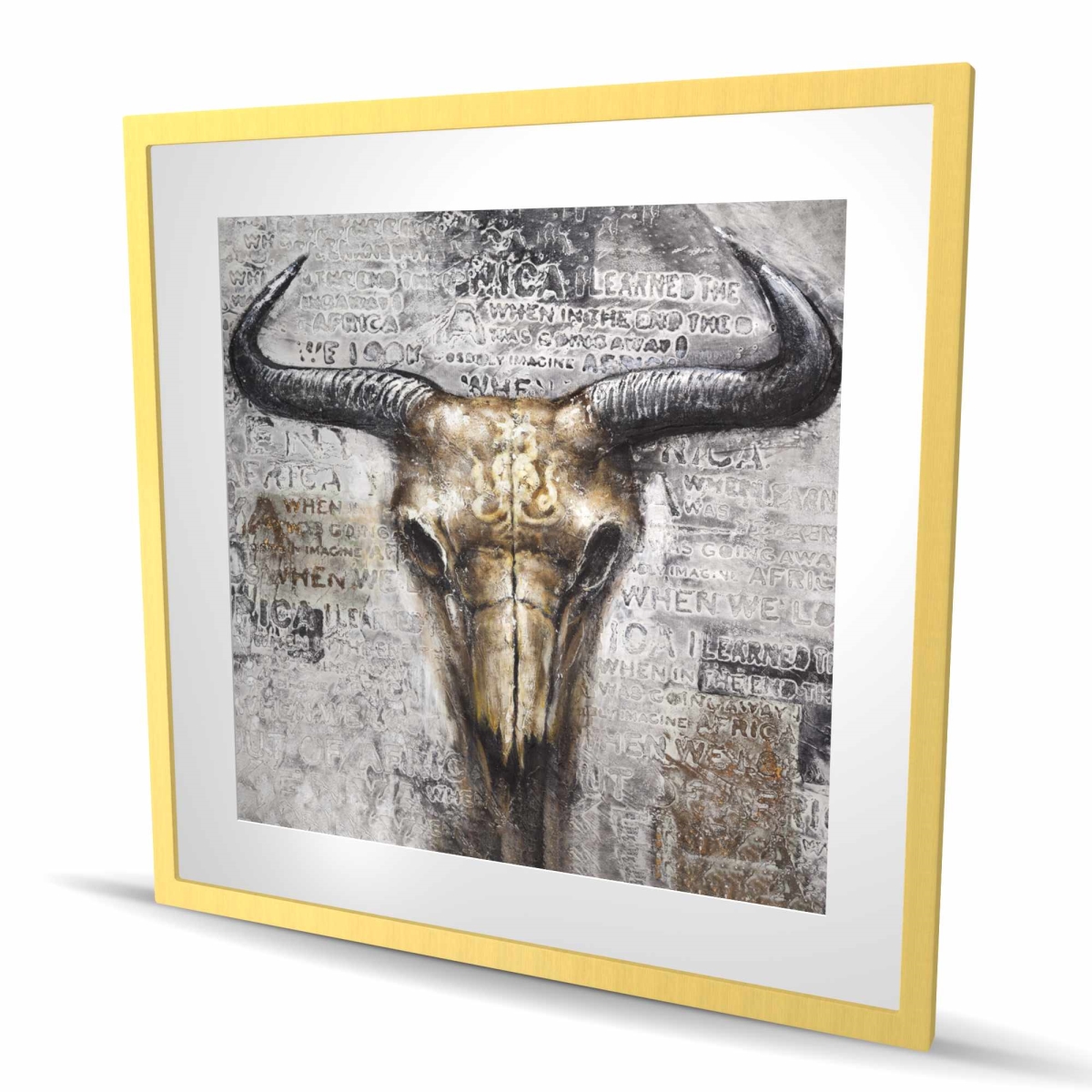 C1FM3636TF10M4 36 x 36 in. Bull Skull with Typography - Man Cave Framed Print Decor